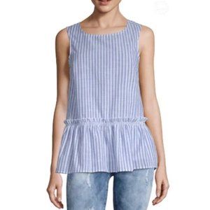 Beachlunch Lounge Blue Striped Sleeveless Peplum Top